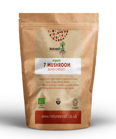 Organic 7 Mushroom Blend Capsules by Nature's Root – 100 caps Functional Mushroom Powder