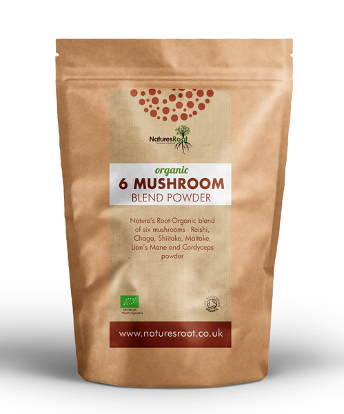 Organic 6 Mushroom Blend Powder by Nature's Root – 60g Functional Mushroom Powder