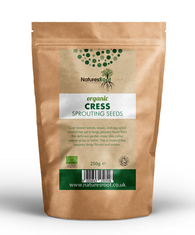 Organic Cress Sprouting Seeds by Nature's Root – 125g Sprouting Seeds
