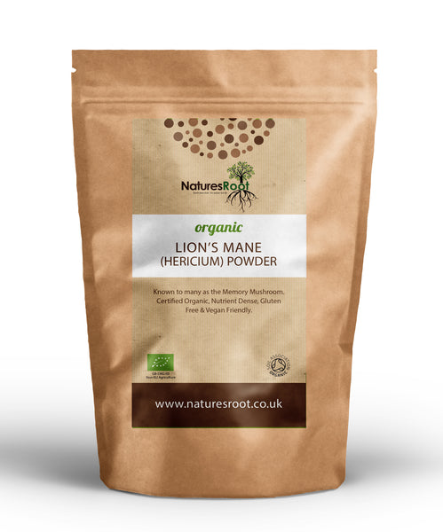 Organic Lions Mane (Hericium) Mushroom Powder by Nature's Root – 60g Functional Mushroom Powder