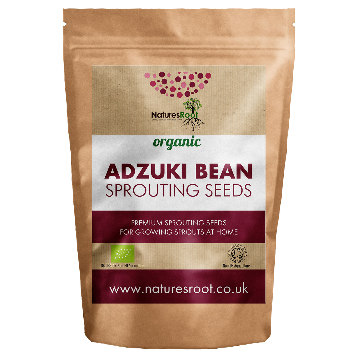 Organic Red Adzuki Beans for Sprouting - front of pack