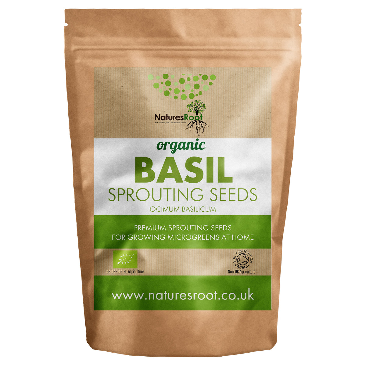 Organic Basil Sprouting Seeds - front of pack