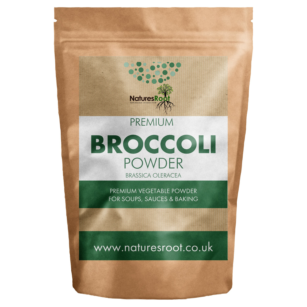 Organic Broccoli Powder by Nature's Root - front of pouch