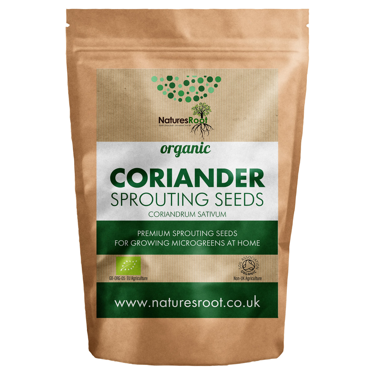 Organic Coriander Sprouting Seeds (Cilantro) - front of pack