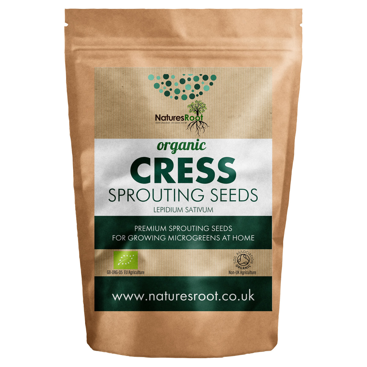 Organic Cress Sprouting Seeds - front of pack