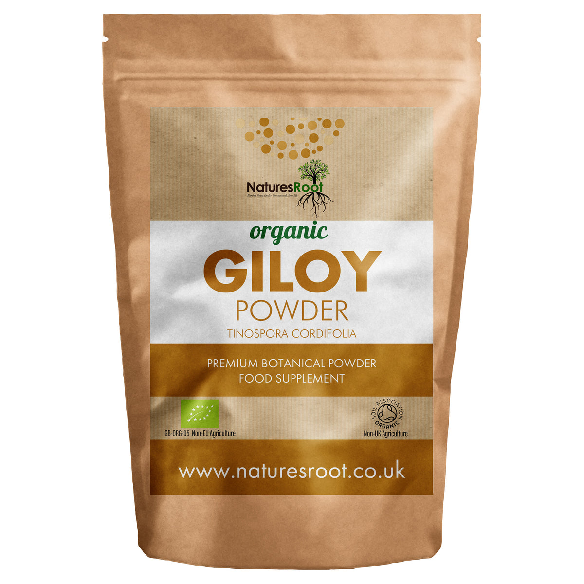 Organic Giloy Powder by Nature's Root - front of pouch