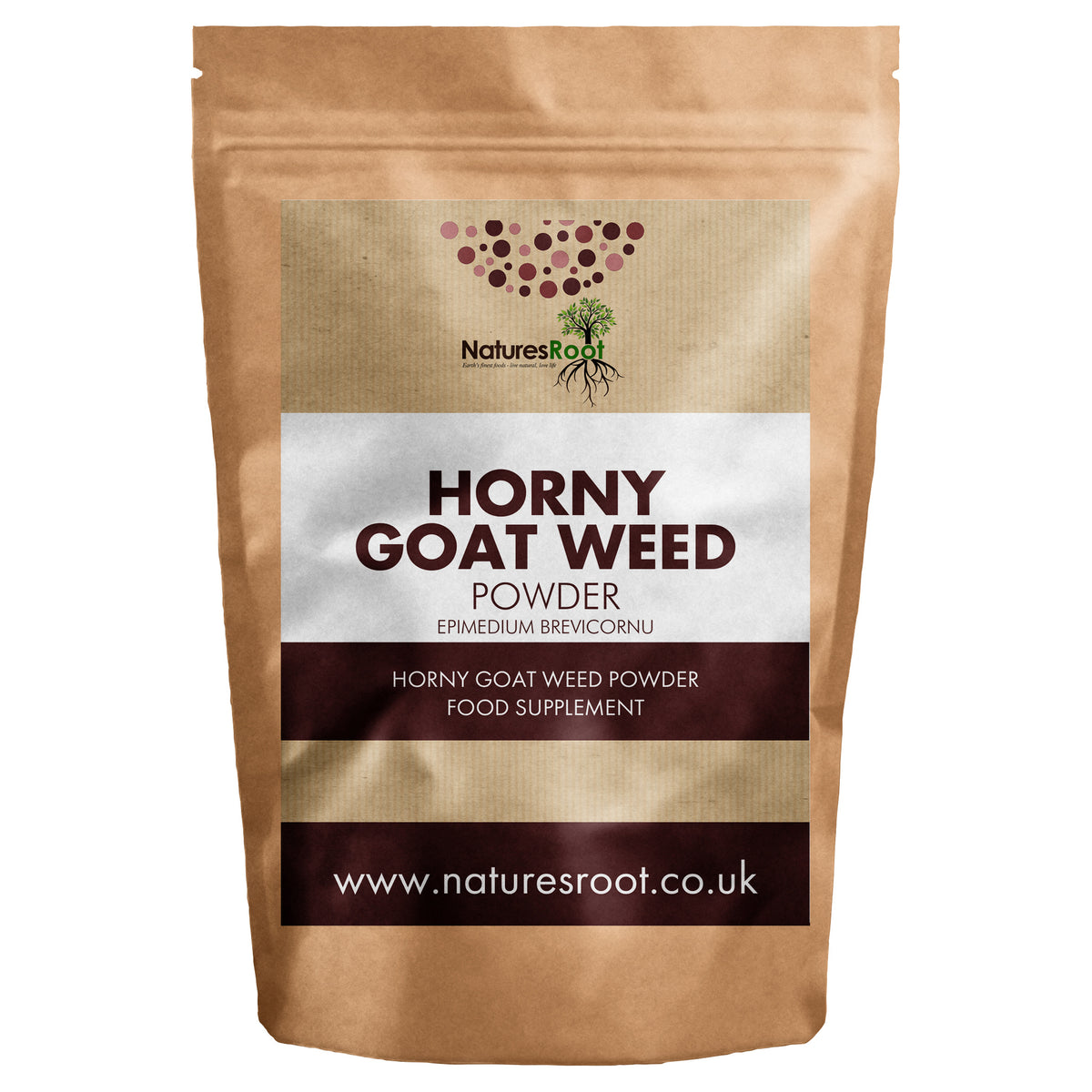 Organic Horny Goat Weed Powder by Nature's Root - front of pouch
