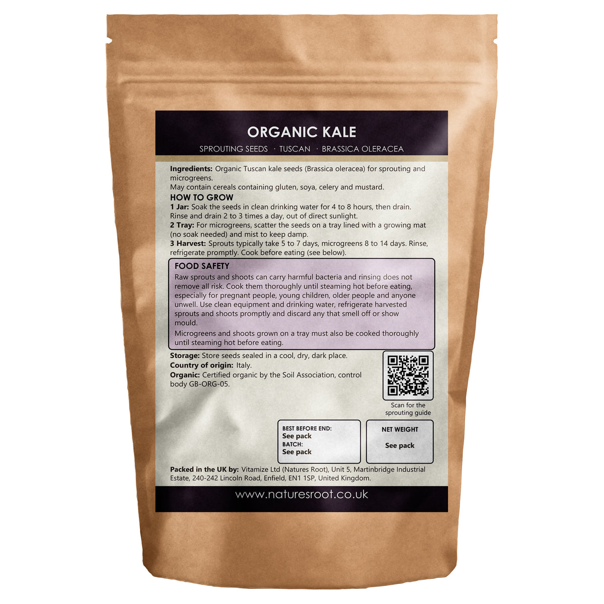 Organic 'Nero di Toscana' Kale Seeds - back of pack