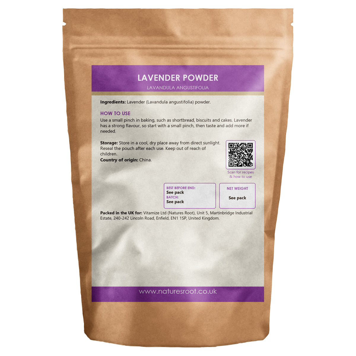 Lavender Powder (Lavandula Angustifolia) - back of pack