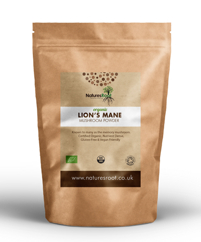 Organic Lion’s Mane Mushroom Powder — Brain, Focus & Memory Support | 100% Pure Fruiting Body | Nature’s Root®