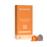 Box of GoMush® Turkey Tail mushroom coffee pods with pods