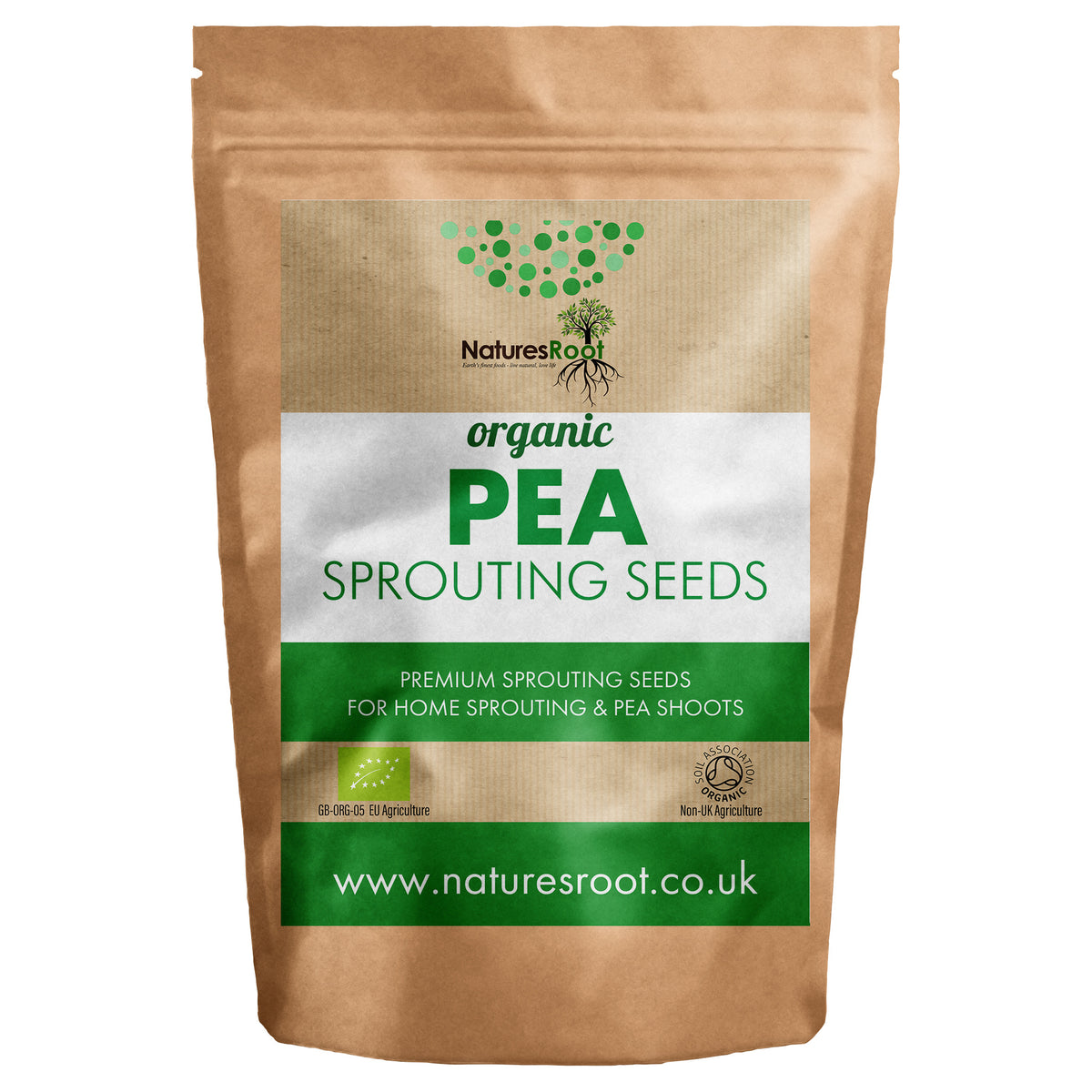 Organic Pea Shoots Sprouting Seeds - front of pack