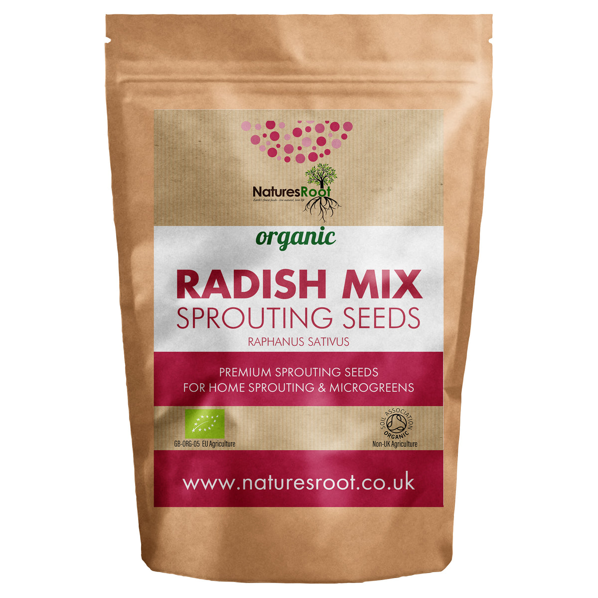 Organic 'Radish Mix' Sprouting Seeds - front of pack