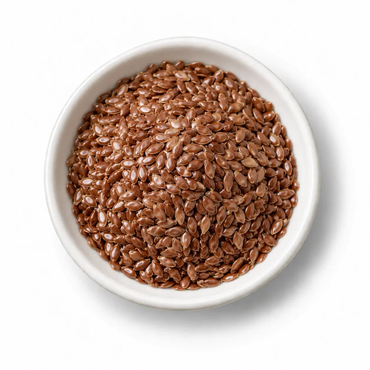 Organic Brown Flaxseeds (Linseeds) in a white dish