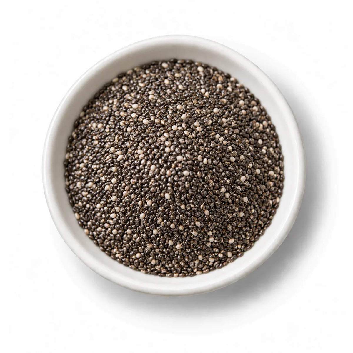 Organic Chia Seeds in a white dish