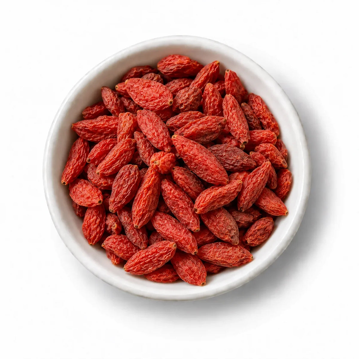 Organic Goji Berries in a white dish