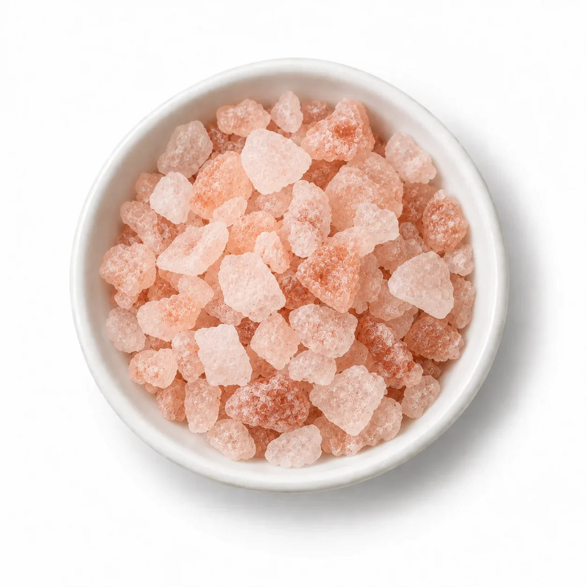 Himalayan Pink Crystal Bath Salt in a white dish