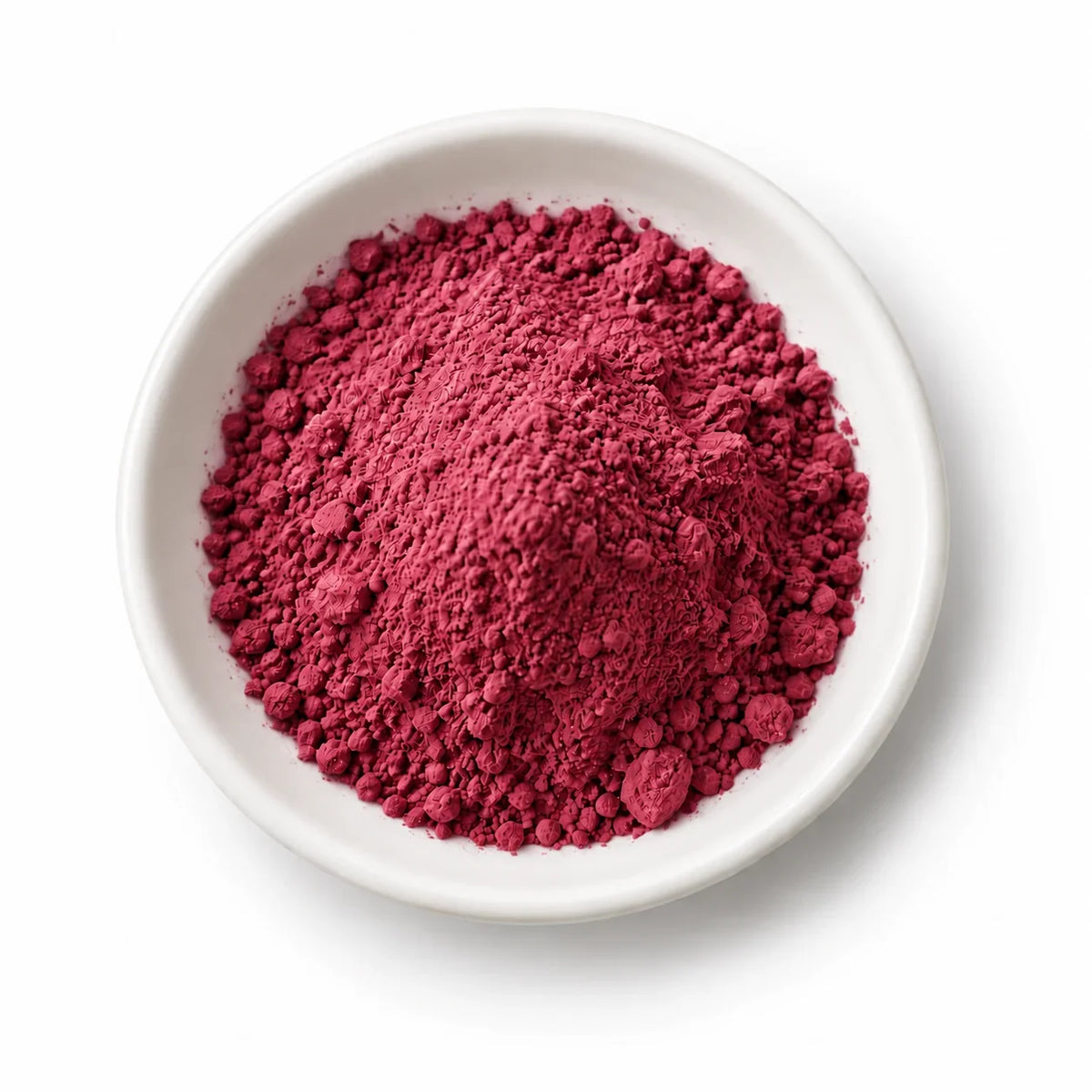 Organic Pitaya Powder (Red Dragon Fruit) in a white dish