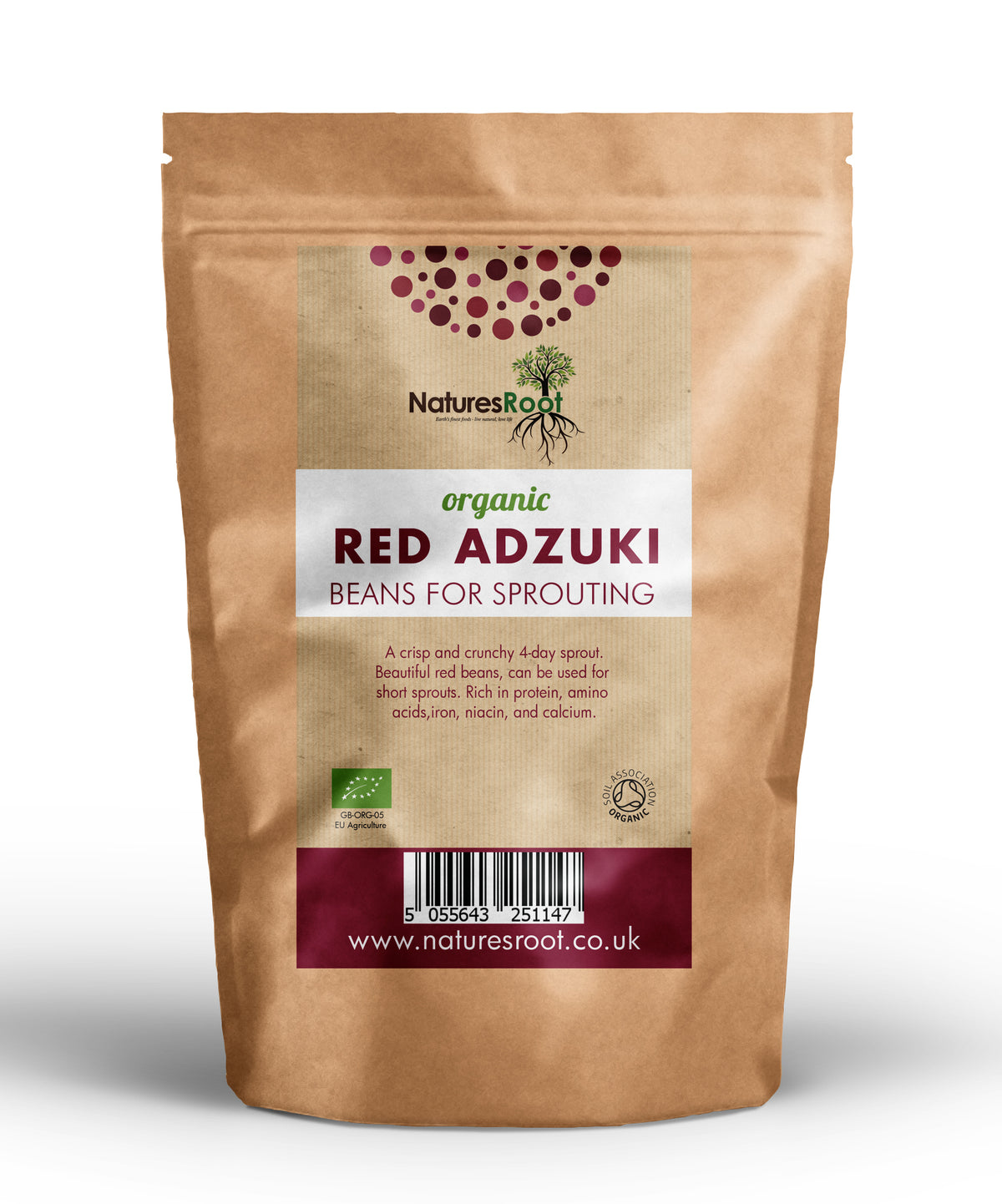 Organic Red Adzuki Beans for Sprouting by Nature's Root – 60g