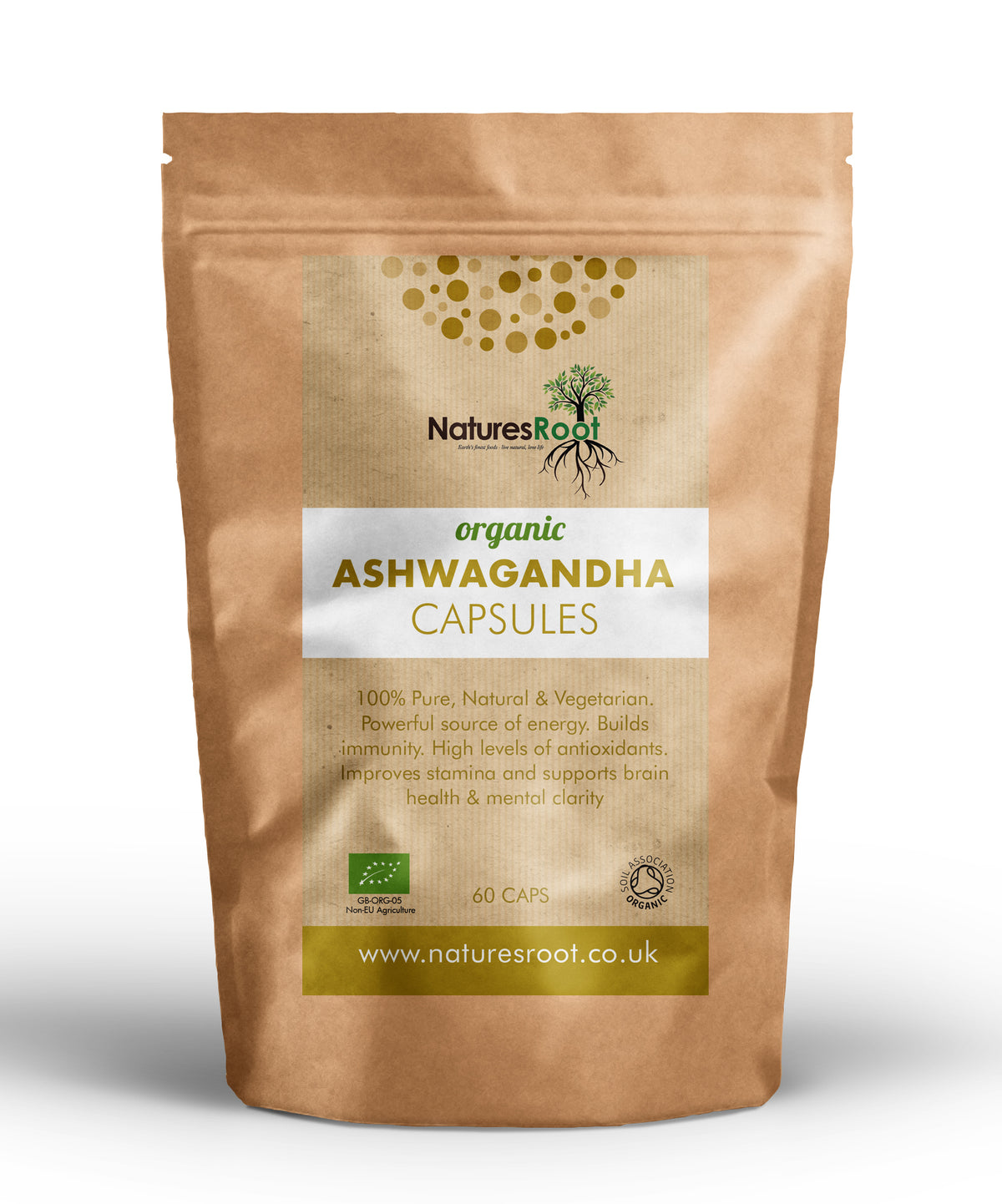 Organic Ashwagandha Capsules by Nature's Root – 60 Capsules