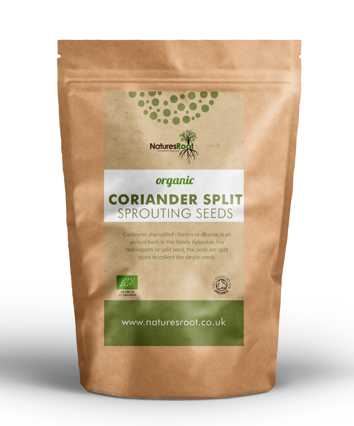 Organic Split Coriander Sprouting Seeds by Nature's Root – 60g Culinary Spice Powder
