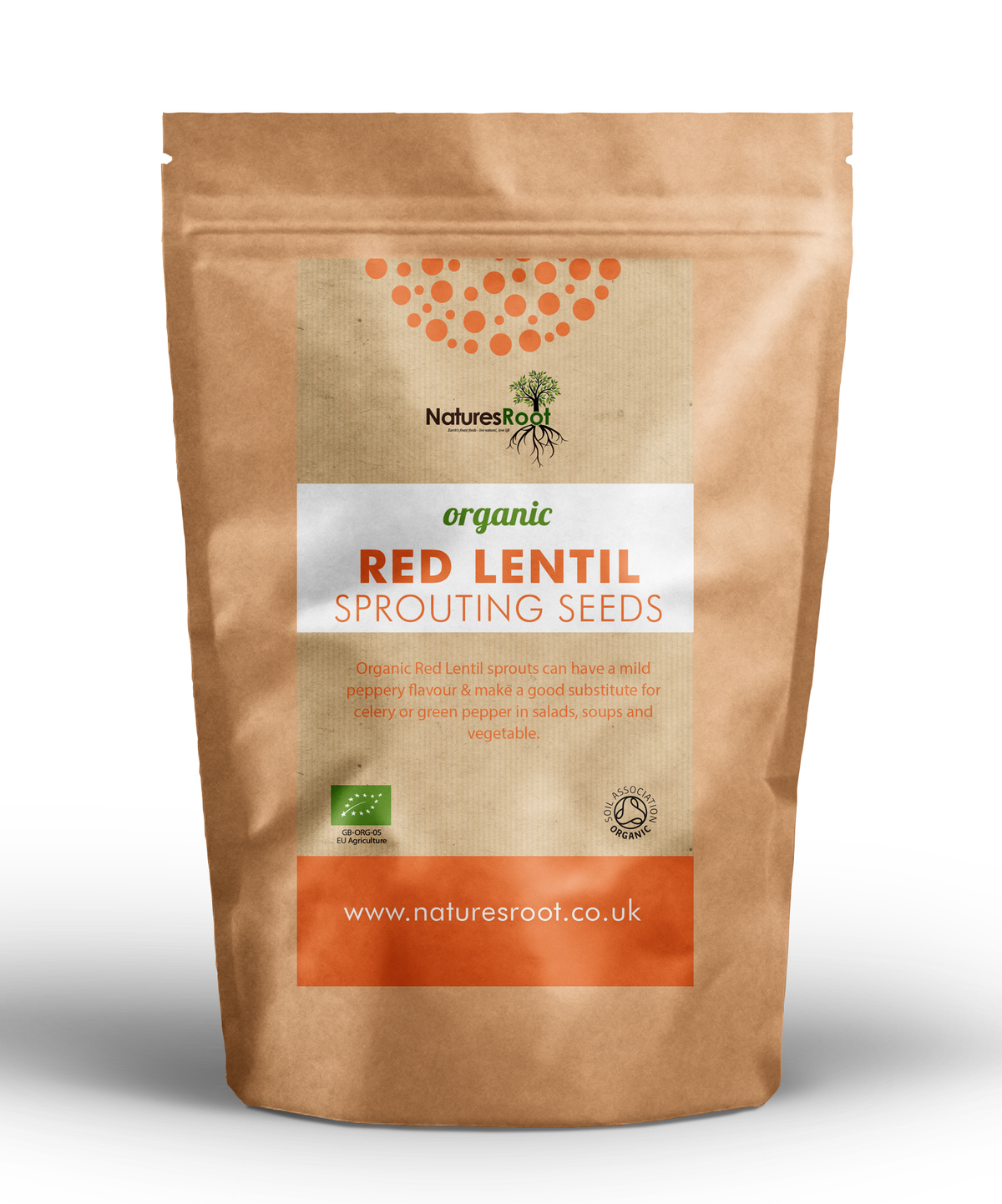 Organic Red Lentil Sprouting Seeds by Nature's Root – 60g