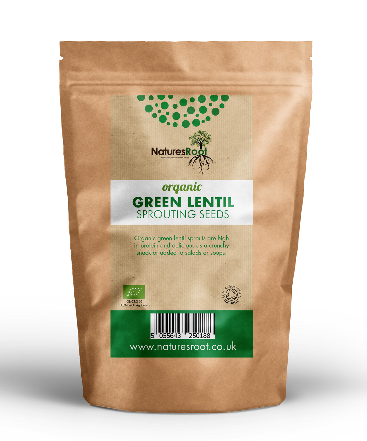 Organic Green Lentil Sprouting Seeds by Nature's Root – 60g