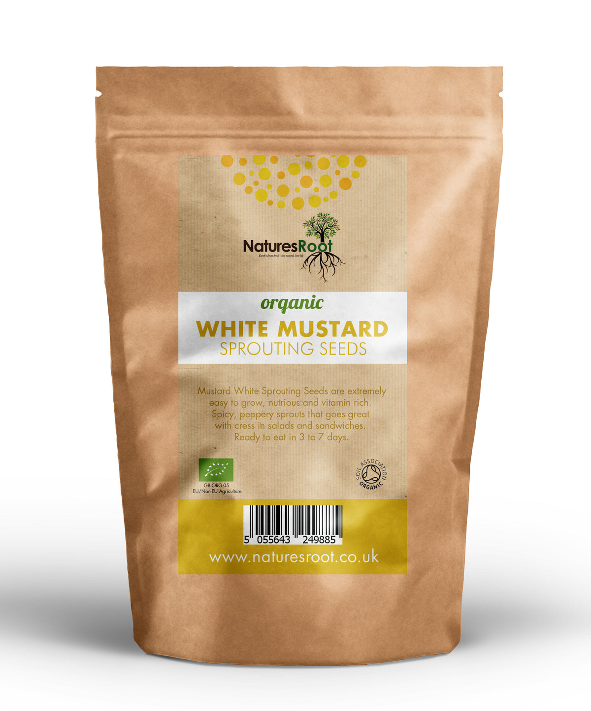 Organic White Mustard Sprouting Seeds by Nature's Root – 60g