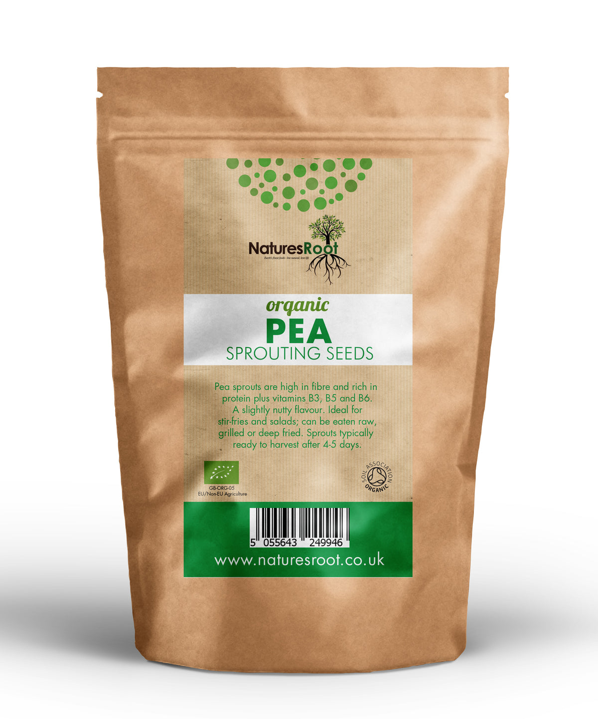 Organic Pea Shoot Sprouting Seeds by Nature's Root – 60g