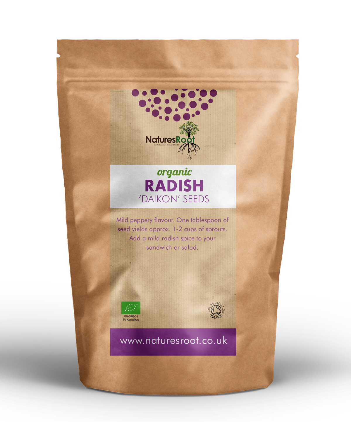 Organic Radish (Daikon) Sprouting Seeds by Nature's Root – 250g