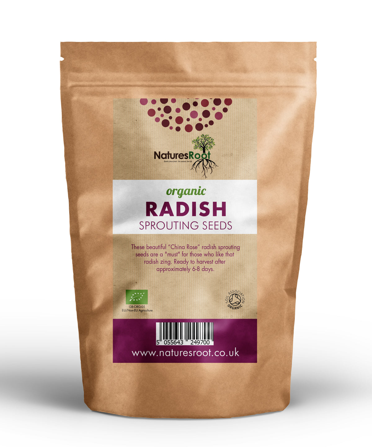 Organic Radish China Rose Sprouting Seeds by Nature's Root – 125g