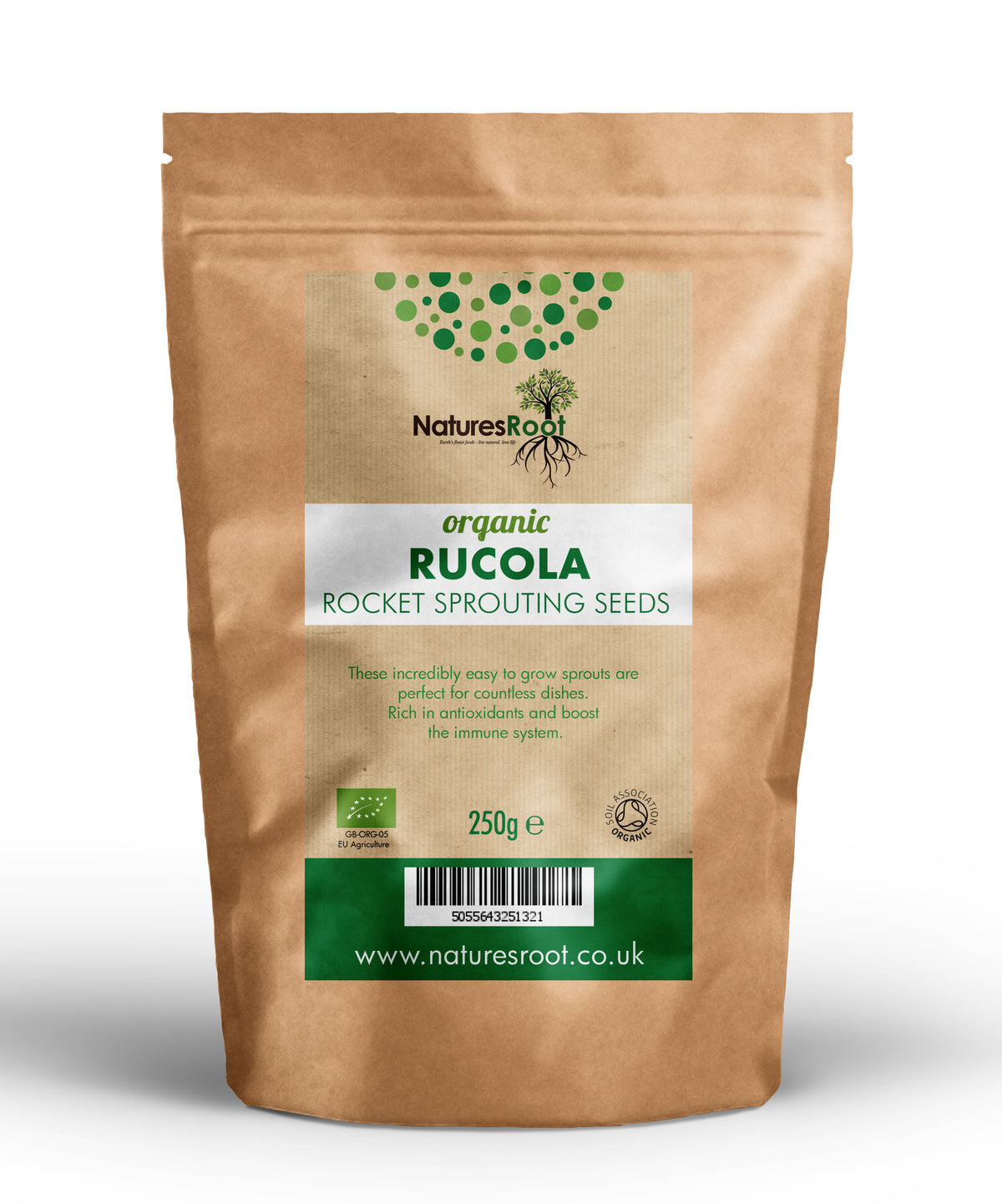 Organic Rocket (Arugula) Microgreen Sprouting Seeds by Nature's Root – 60g