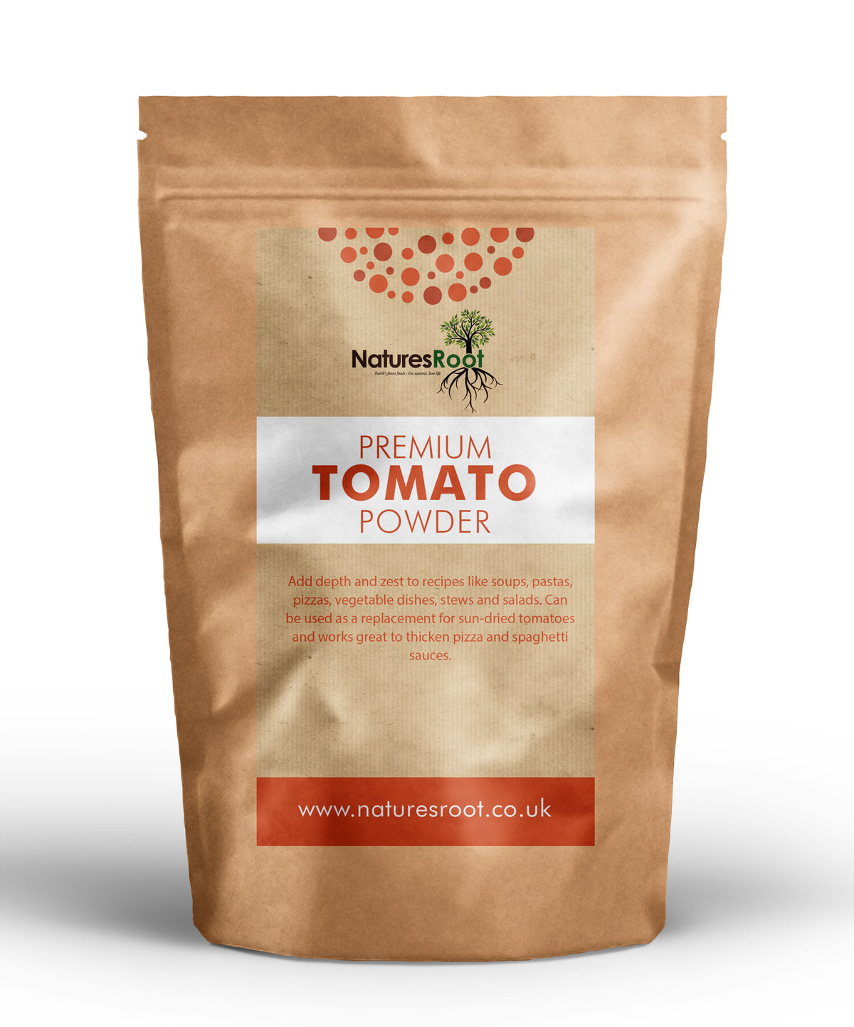 Premium Tomatenpulver (sprühgetrocknet) von Nature's Root – 125 g